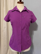 Columbia Women Purple Utility Short Sleeve Button Up Outdoor Shirt Size M‎ Photo 0