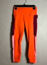 Powerhold leggings with pockets in orange, pink, maroon size M Photo 0
