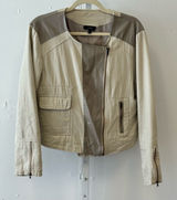Apt. 9 Women’s Faux Leather Moto Style Zip Up‎ Jacket Windbreaker Cream Large Photo 0