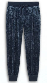 Aerie Women Navy Blue Crushed Velvet Joggers Drawstring Waist Pockets Size S Photo 0