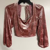 Altar'd State Velvet Butterfly Crop Top Long Sleeve Pink Fairy XS Photo 0