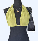 princess polly y2k fairycore grunge olive green halter top size xs π Photo 0