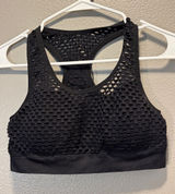 Unbranded Womens Black Fishnet Mesh Sports Bra Racerback Crop Top Size Medium M Photo 0