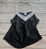 Linea Donatella Satin Lace Babydoll‎ Top Black Camisole Womens XL Pearls Fairy Photo 0