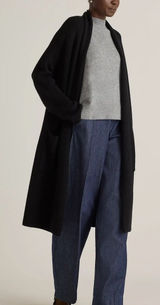 Quince Australian Merino Wool Duster Cardigan Black Sz S Photo 0