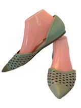 Franco Sarto Minty Green Leather "Honesty 2" D'Orsay Perforted Flats (8.5) Photo 0
