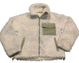 Abercrombie Sherpa Full Zip Jacket XS Cozy Teddy Fleece Cream And‎ Sage Photo 0