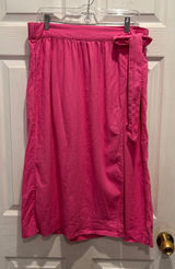 A New Day Hot Pink Linen Blend Wrap Midi Skirt Large Fuchsia Elastic Waist Tie Photo 0