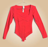 PINK Victoria's Secret Red Long Sleeve Bodysuit Size M Photo 0