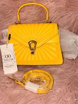 Scarleton Yellow Quilted Top-Handle Satchel with Detachable Strap Photo 0