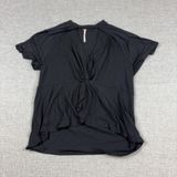 Free People Shirt Womens XS Black Twist Front Short Sleeve Jersey Relaxed Top Photo 0