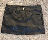 Edikted Black Leather Mini Skirt Photo 0