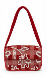 On 34th Viral Beaded Floral Handbag Made In India Red And White Design Photo 0