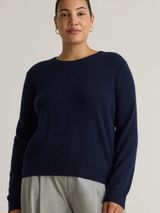 Quince Fisherman Crewneck Sweater Womens M Navy Excellent Mongolian Cashmere Photo 0