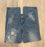 super adorable y2k grunge acubi heart baggy washed jeans Photo 0
