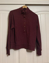 L.L. Bean Women's Sunwashed Waffle Top Mockneck Henley Small Fig Maroon NWT NEW Photo 0