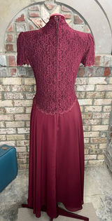 formal dress prom maroon wine red lace beaded fringe Photo 0