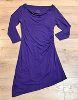 Patagonia Organic Cotton Medium M Purple Dress Ruched‎ Casual Asymmetrical Hem Photo 0