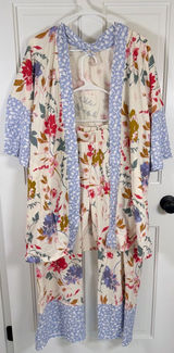 Pact Organic Cotton Floral Robe M/L & Pajama Pants XL Lounge Set Photo 0