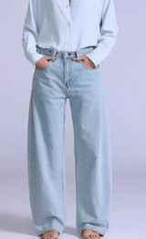 New Levi's 25x31 Blue Label Women's Drop Barrel Jeans Aqua Marine Japanese Photo 0