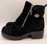 Harley-Davidson Amherst Womens Black Suede Side Zip Biker Boots 82017 Size 8.5 Photo 0