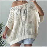 Free People Sophia Sweater Cream Crochet Open Chunky Knit Cotton Size Small Photo 0
