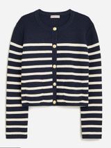 J. Crew Womens Emilie Cardigan Sweater Lady Jacket Navy Blue Stripes Large Bx482 Photo 0