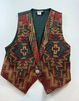 Roughrider‎ Circle T Vintage Southwestern Tapestry Vest Green Red Small 3798 Photo 0