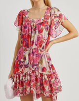 MISA Los Angeles Kasey Floral-Print Chiffon Mini Dress, NWT Photo 0