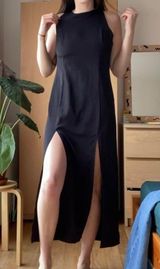 Vintage black midi dress with high slits 🖤 Photo 0