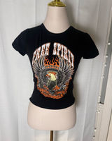 Rue21 Free Spirit Eagle Motorcycle Graphic Baby Tee M Fits XS Y2K Biker Photo 0