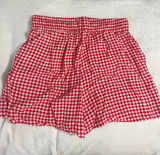 Streetwear Society Red Gingham High-Waist Women's Shorts Photo 0