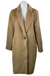 Aritzia Babaton Tan Wool Blend Fleece Long Sleeves One Button Overcoat Jacket S Photo 0