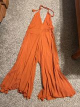Kantha Bae Orange Flowy Halter Jumpsuit Photo 0