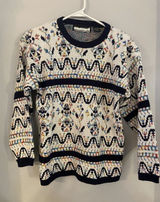 Vintage 80's Bramble Lane Womens Medium Ski Sweater Multi‎ Color Navy Trim M Photo 0