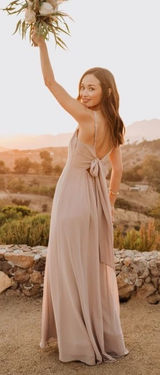 Show me your MuMu The Lauren Tie Maxi Dress in beige chiffon size medium Photo 0
