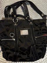 Vintage2K Coach Black Signature Tote with Leather Trim Photo 0