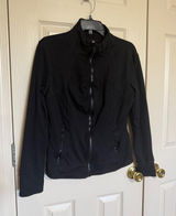 Tangerine Womens Black‎ Full Zip Laser Cut Perforated Active Track Jacket Large Photo 0