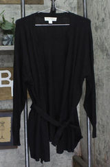 Beautiful By Lawrence Zarian Wrap Front Belted Cardigan A661722 Black 1X Photo 0