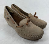 Soul of Africa Suede Leather Wedge‎ Mocassin Loafers Taupe Brown Size 10 US Photo 0