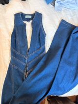 Revice Denim Jean Jumpsuit Hollywood Heartthrob Flare Heart Cutout Back M Photo 0