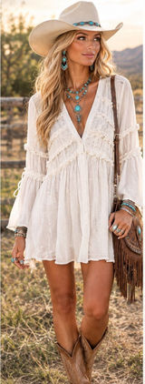 LISA ROBERTSON | Boho Mini Dress / Tunic ✨ STUNNING BOHO WESTERN FIND! ✨ Photo 0