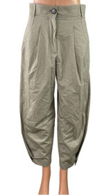 Zara Women's Gray Pleated High Rise Button Cuffed Hem Tapered Trousers Pants S Photo 0