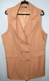 SHEIN Curve Tan Double Breasted Sleeveless Blazer Vest Plus Size 3XL Photo 0