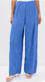 NWT VRG GRL 16 XL Raya High Waisted Wide Leg Crinkled Chiffon Blue Pants Preppy Photo 0