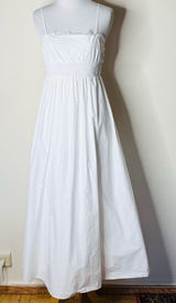 Zara White Cotton Smocked Camisole Maxi Dress Photo 0
