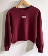 Hollister California Cropped Sweatshirt‎ Burgundy Maroon Logo Pullover Medium Photo 0