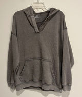Aerie Sweatshirt Hoodie Notch Neck Taupe Brown Distressed Oversized XS‎ Photo 0