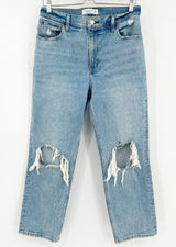 Abercrombie & Fitch The 90s Straight Ultra High Rise Distressed Ripped Jeans‎ 29 Photo 0