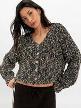 NWT Free People Multicolor Speckled Chunky Button Flea Market Cardigan Size M Photo 0